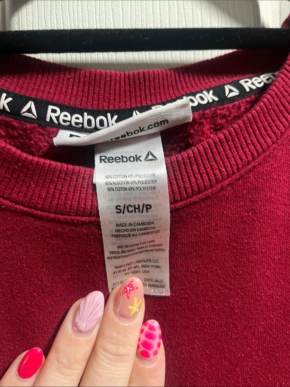 Reebok Men's Deep Red Crewneck Sweatshirt with Logo